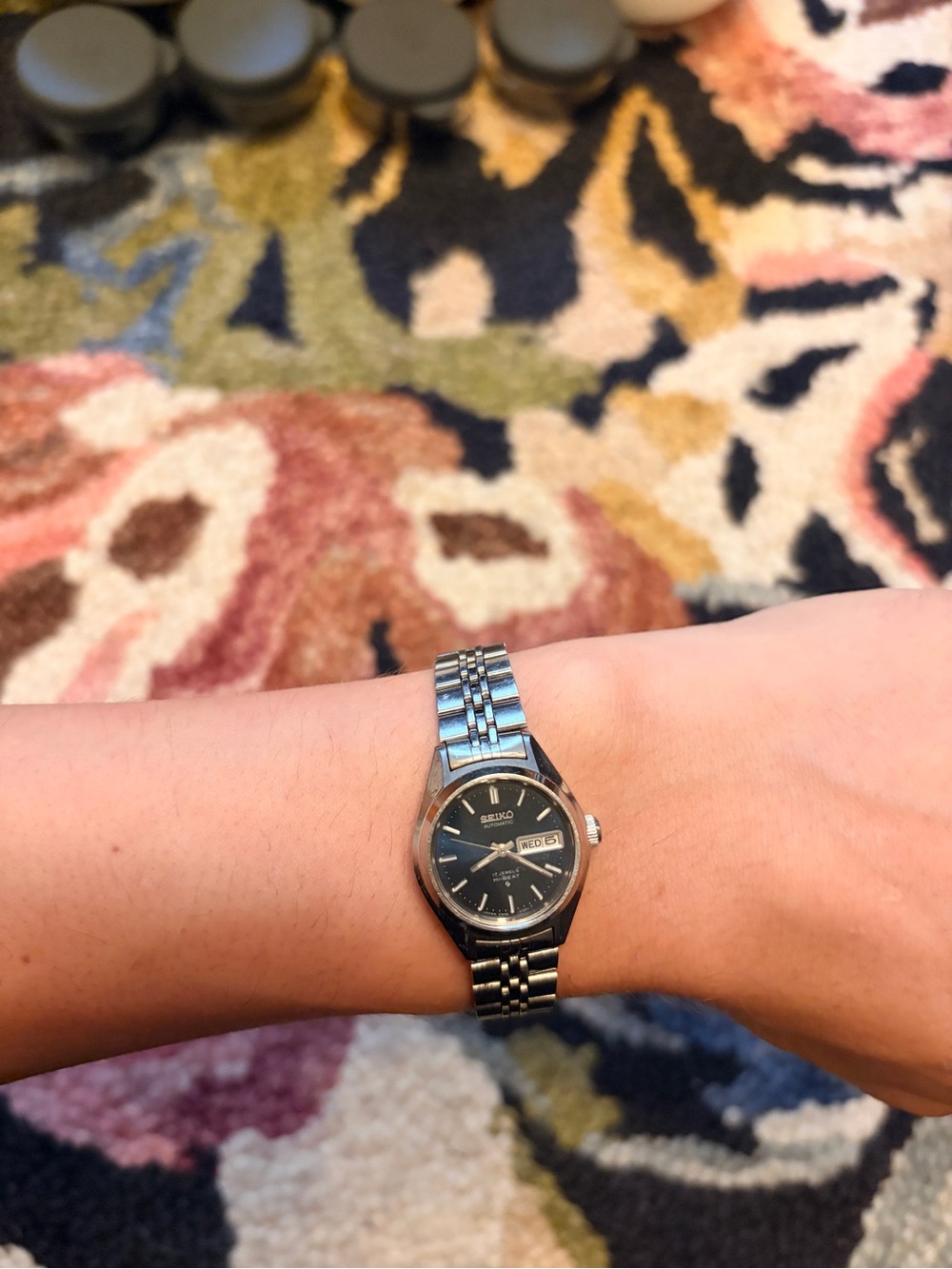 Seiko Silver Stainless Steel Watch with Blue Dial